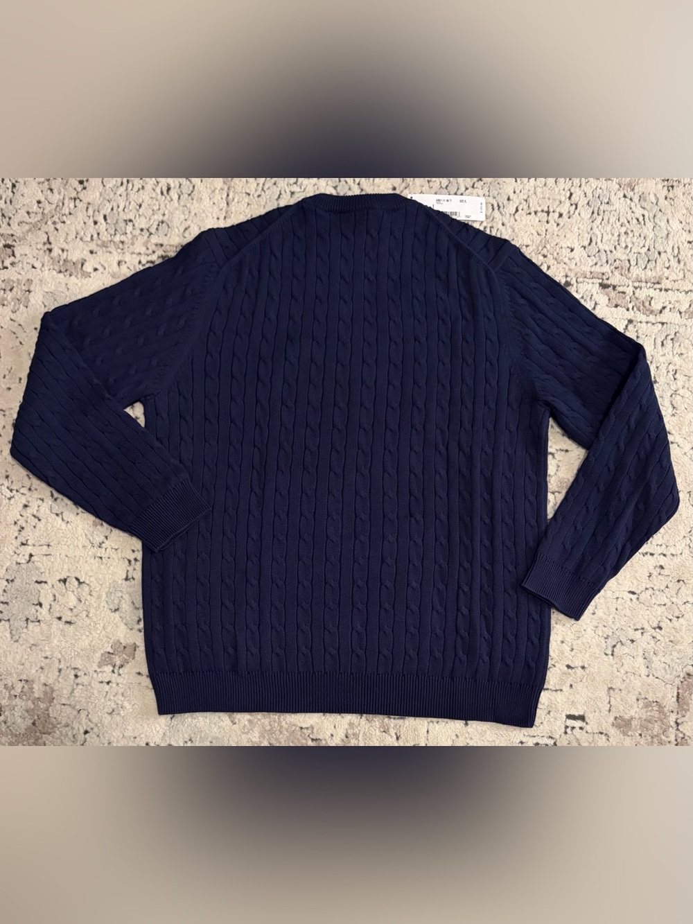 $145 Lacoste Classic Cable Knit Navy Cotton Sweater Men’s Size: XL - Picture 6 of 6